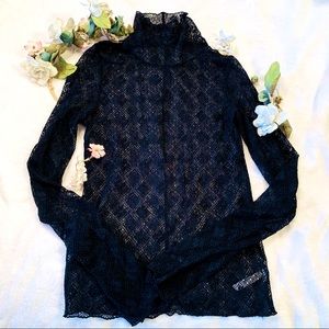 Free People✨Sheer Lace Long Sleeve Top